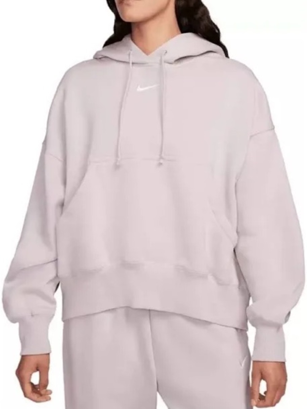 Nike Women's Pale Pink Pullover Hoodie with White Swoosh